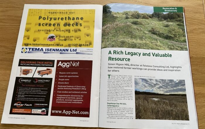 Photopgraph of the first page or an article published in Quarry Management.